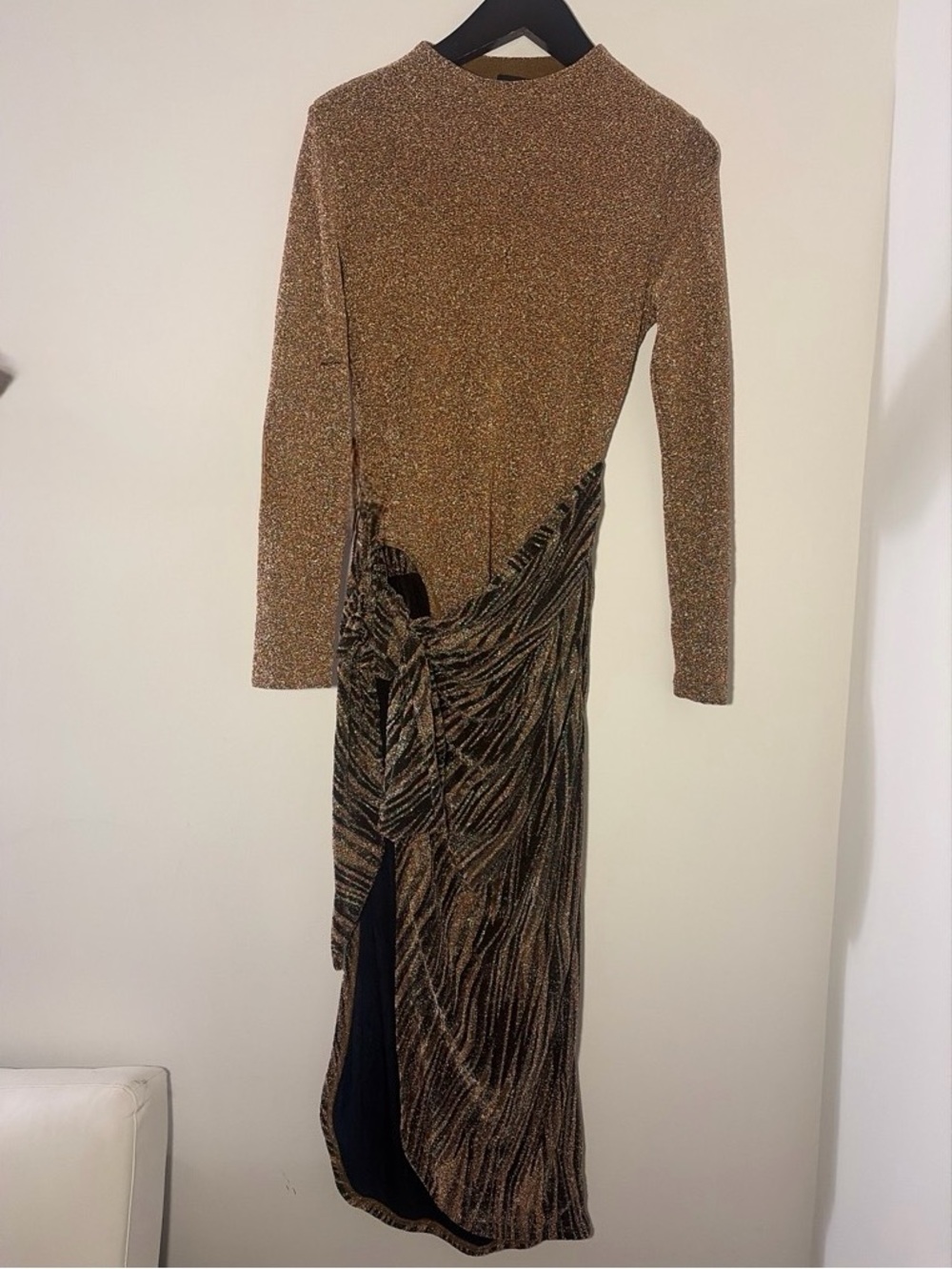 JLUXLABEL Metallic Bronze Long-Sleeve Ruched Midi Dress - Picture 4 of 4